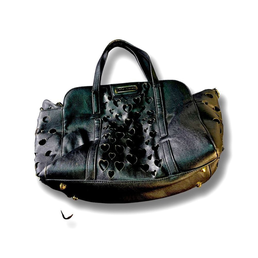 Betsey Johnson- VINTAGE black leather satchel